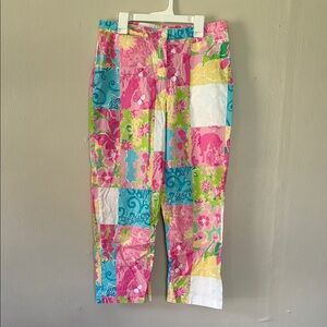 Lilly Pulitzer Patchwork Pants - Pink, Blue, Yellow, Green 8